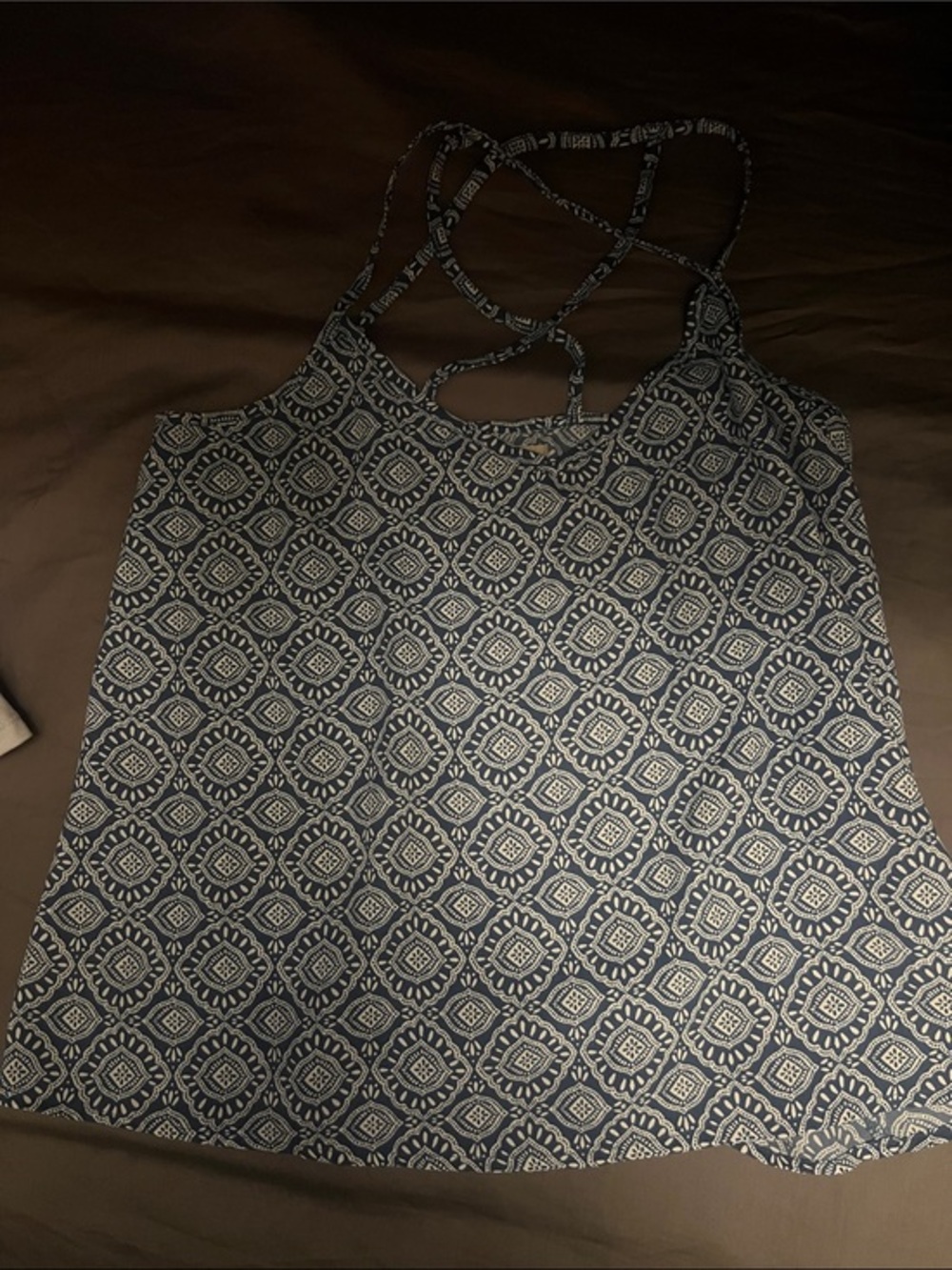 Hollister Navy and White Printed Strappy Camisole